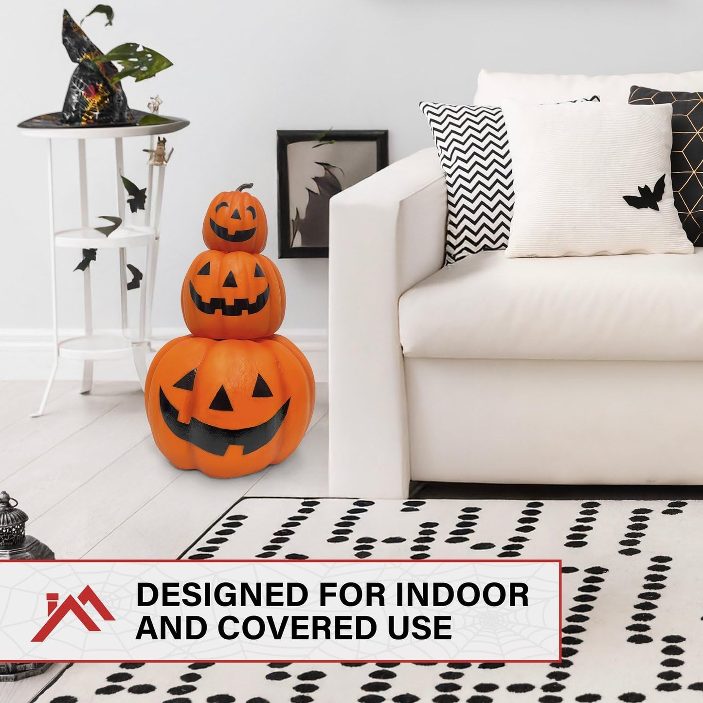 Haunted Hill Farm 2-Ft 3 Stacking Pumpkins Blow Mold, Light Up Halloween Decoration & Prop, Indoor Pumpkin Décor for Haunted House, Apartment, Home & Office