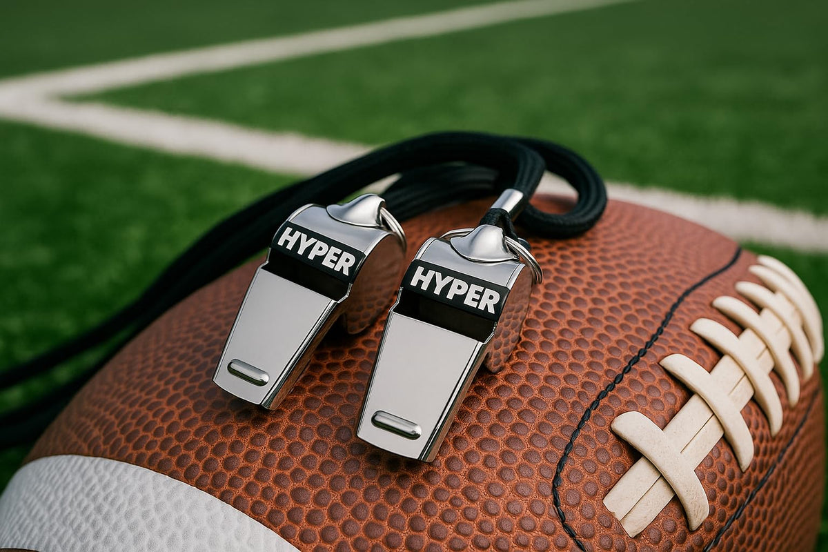 HyperSteel Stainless Steel Sports Whistles (2 Pack) with Lanyards - Super Loud - Durable - Clear Sound - Ideal for Coaching, Referee, Survival, Emergency, Dog Training, Boating, Hunting.