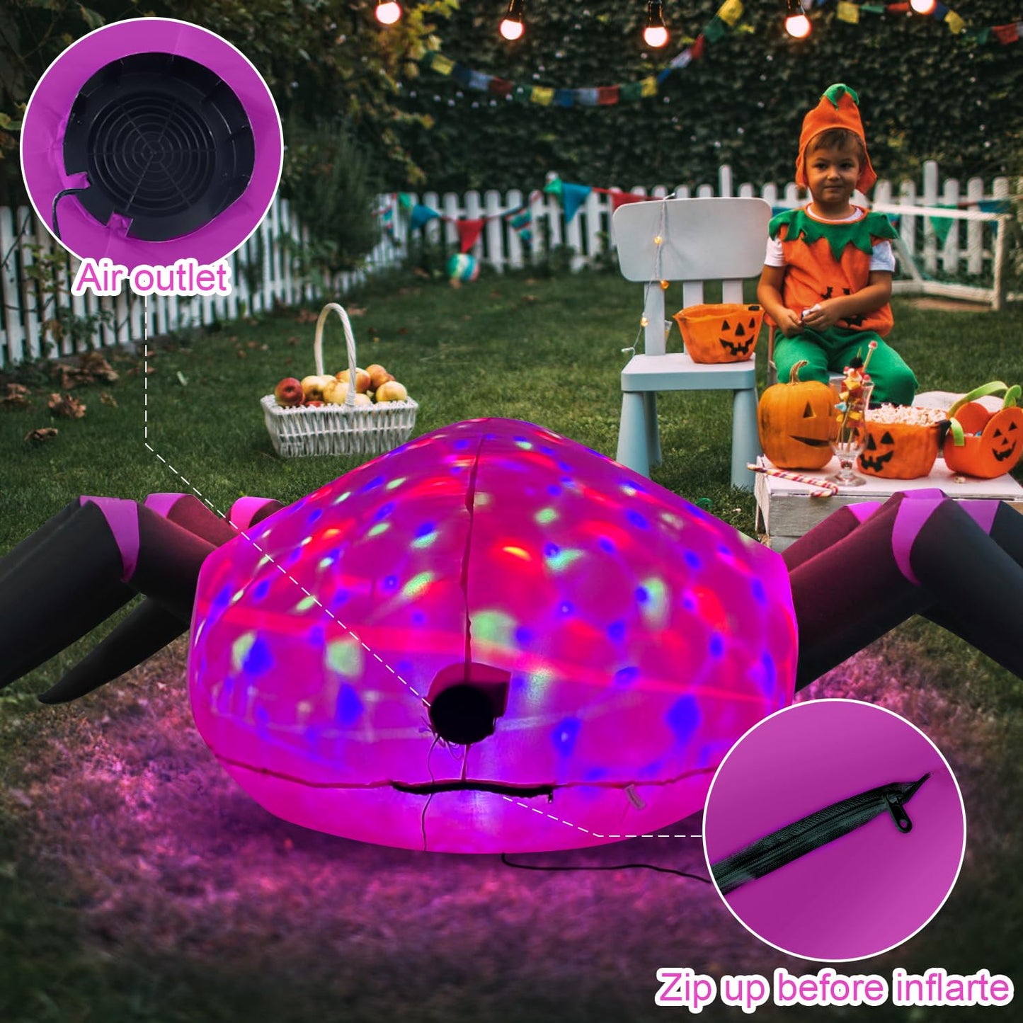 HZGDEJTG 12ft Purple Spider Halloween Inflatable Outdoor Decoration, Yard Decorations with LED Lights for Outdoor Lawn, Garden, Home Holiday Party
