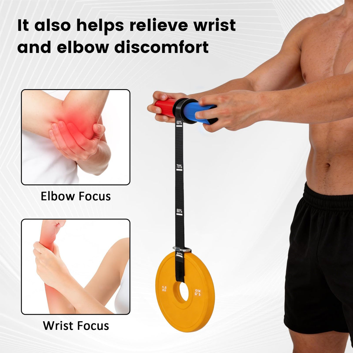 LIZAAL Forearm Strengthener & Wrist Roller,Forearm Exerciser with Thicker Silicone Handle, Forearm Trainer with Heavy-Duty Nylon Strap, Ideal for Muscle building,Grip Strength and Recovery Training - Red & Blue