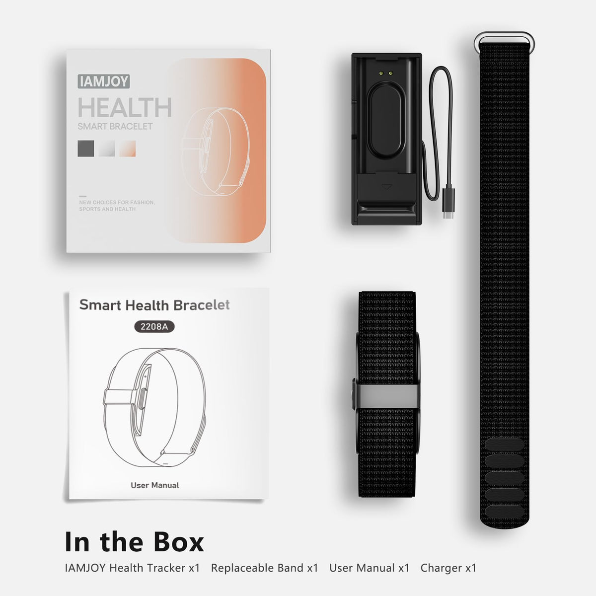 IAMJOY Smart Health Wristband, Wearable Activity & Fitness Tracker for Multi-Sport Mode, All-Day Automatic Continuous Monitoring of Health Data, Improve Sleep, Stress & Wellness, with Free App, Black