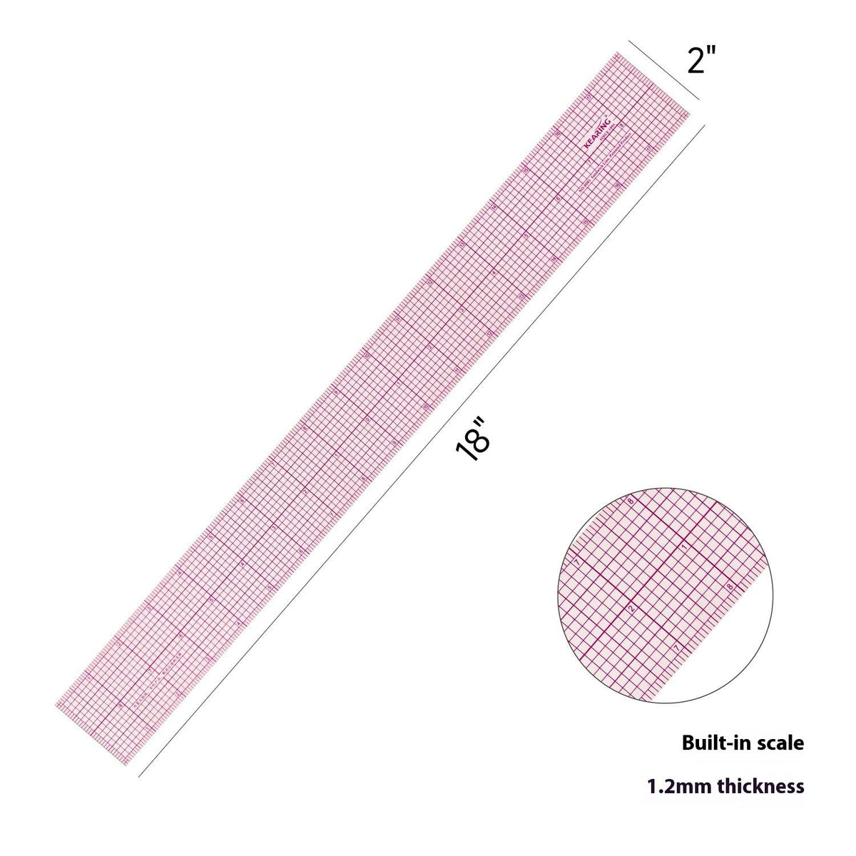 Clear Sewing Graph Ruler 2"x18", Transparent Pattern Measuring Tool for Dressmaking, Quilting, Crafting