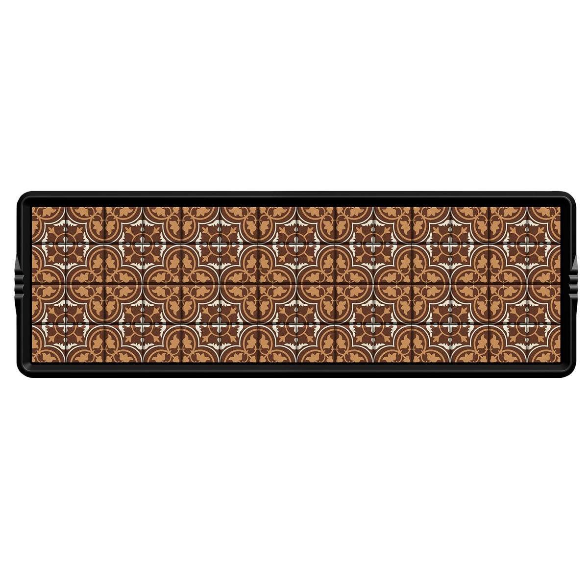 BEHERO Boot Tray Shoe Mat Decorative Patterned, Rubber Boot Matt Tray Indoor and Outdoor Use, 16" x47.5" Shoe Cleaning Mat Non-Slip, Shoe Storage Waterproof with Artistic Prints for Entryway (Brown)