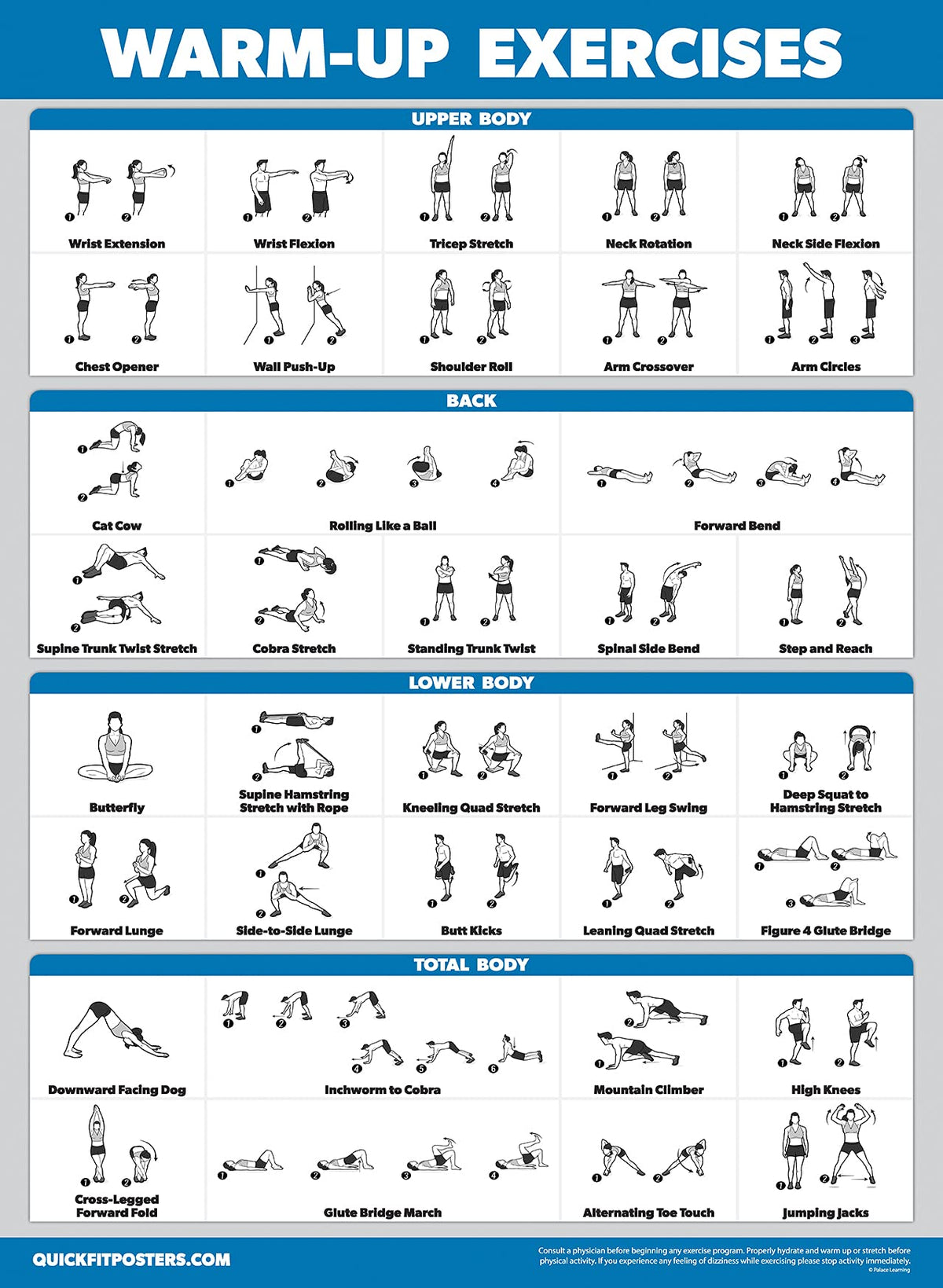 Palace Learning 3 Pack - Medicine Ball Workouts Volume 1 & 2 + Warm Ups Exercise Poster Set - Fitness Charts (18 x 24, LAMINATED)