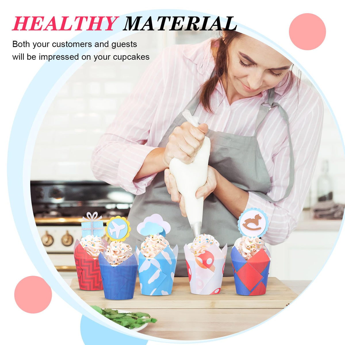 Reallnaive 500 Counts Muffin Liners Mushroom Party Decorations Red Blue Tulip Cupcake Liners Cupcake Baking Wrappers Grease Proof Cake Holders for Theme Birthday Party Supplies