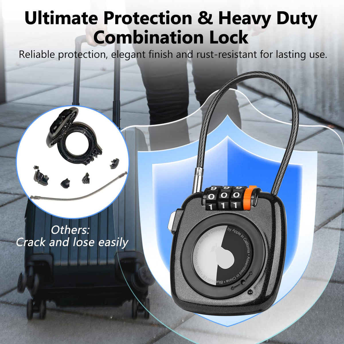 2PACK 3-Digit Combination Luggage Locks, Alloy Body Ultra Durable Anti-Lost Protective Case for Luggage, Bags, Suitcase, and Backpacks (Black & Green)