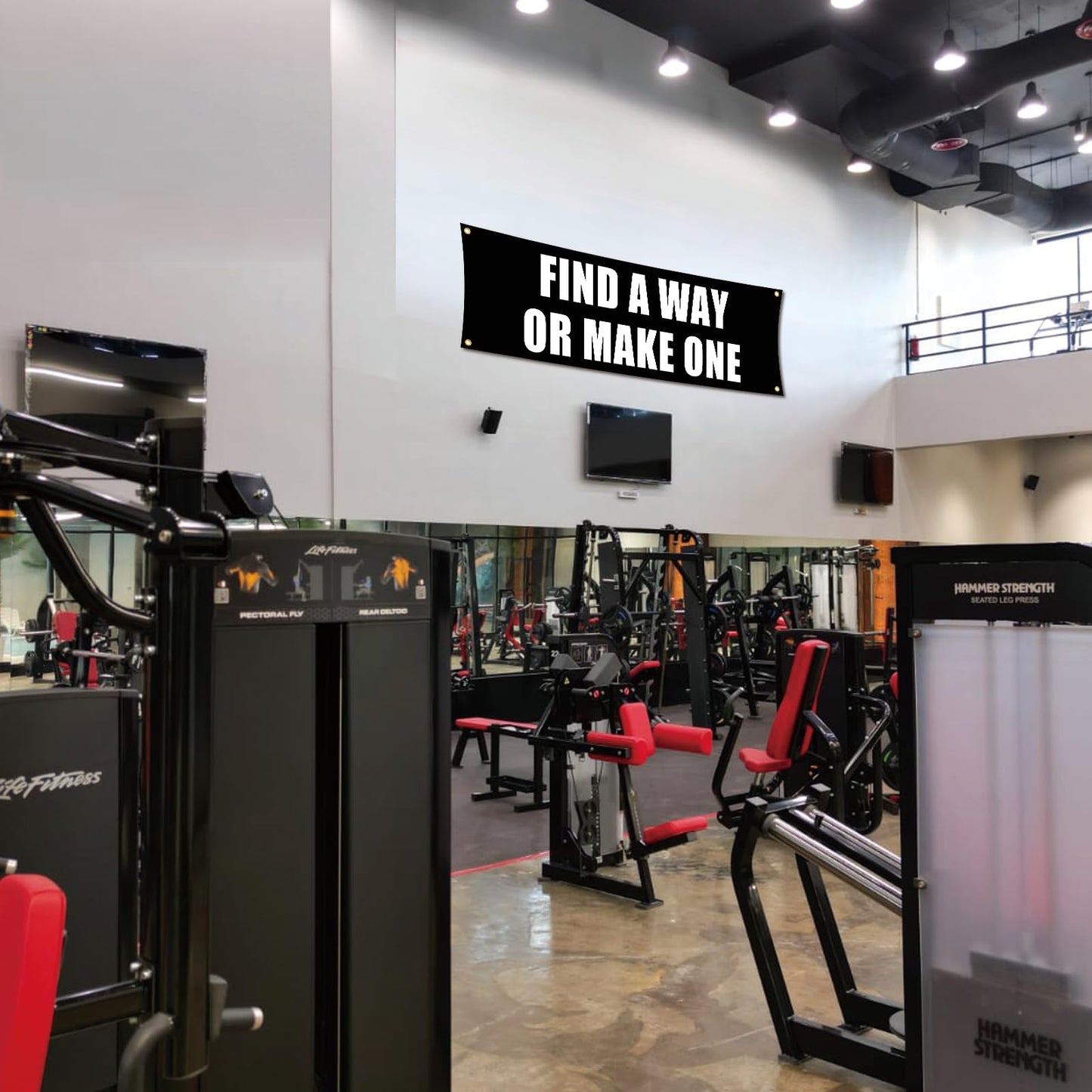 NJCBEIKX Motivational Gym Flag Banner - Find a Way or Make One - 72x24 Inches Home & Garage Gym Wall Decor with 4 Brass Grommets for Easy Hanging
