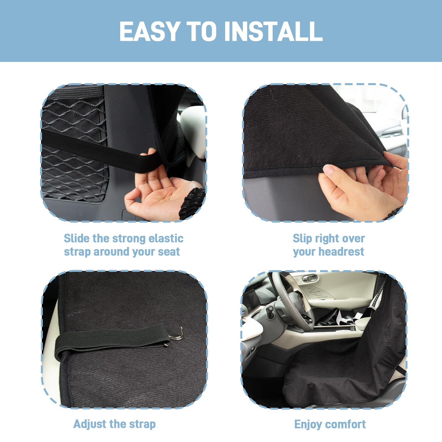 Waterproof Car Seat Cover Towel, Universal Fit Seat Protector for Cars and Small SUVs Anti-Slip Front Seat Protectors for Gym, Pets & Travel, Black, Machine Washable
