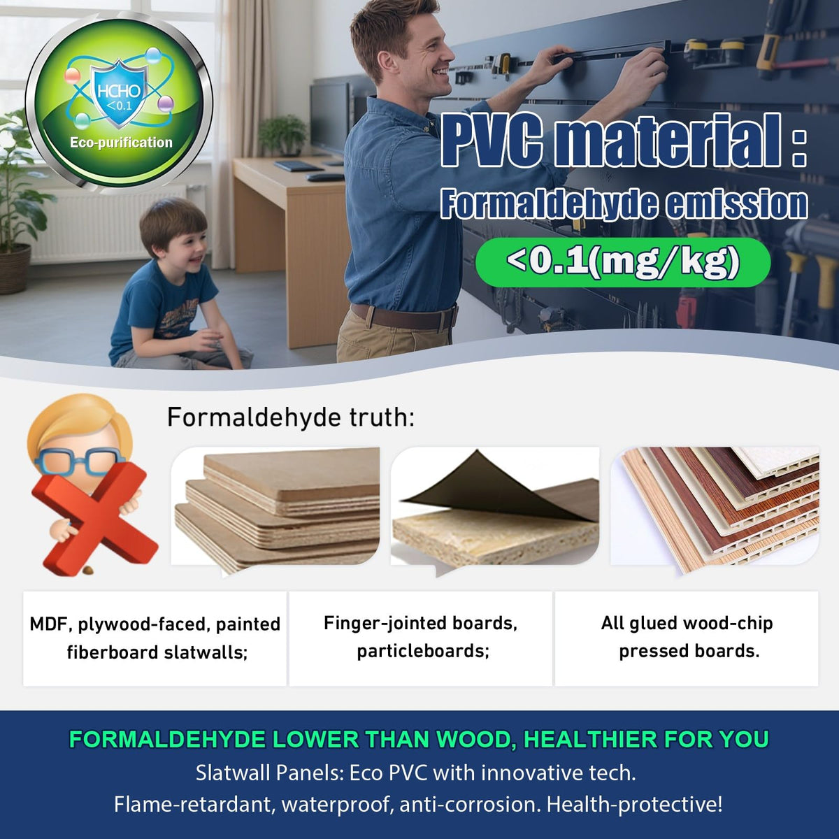 2026 Garage Organization: PVC Slatwall Panels 4x8 ft – Garage Storage Wall System, Heavy Duty Tool Organizer Wall Mount, Waterproof Garage Wall Panels, Easy DIY Install with 3 Hooks (8 Pack of 1x4ft)