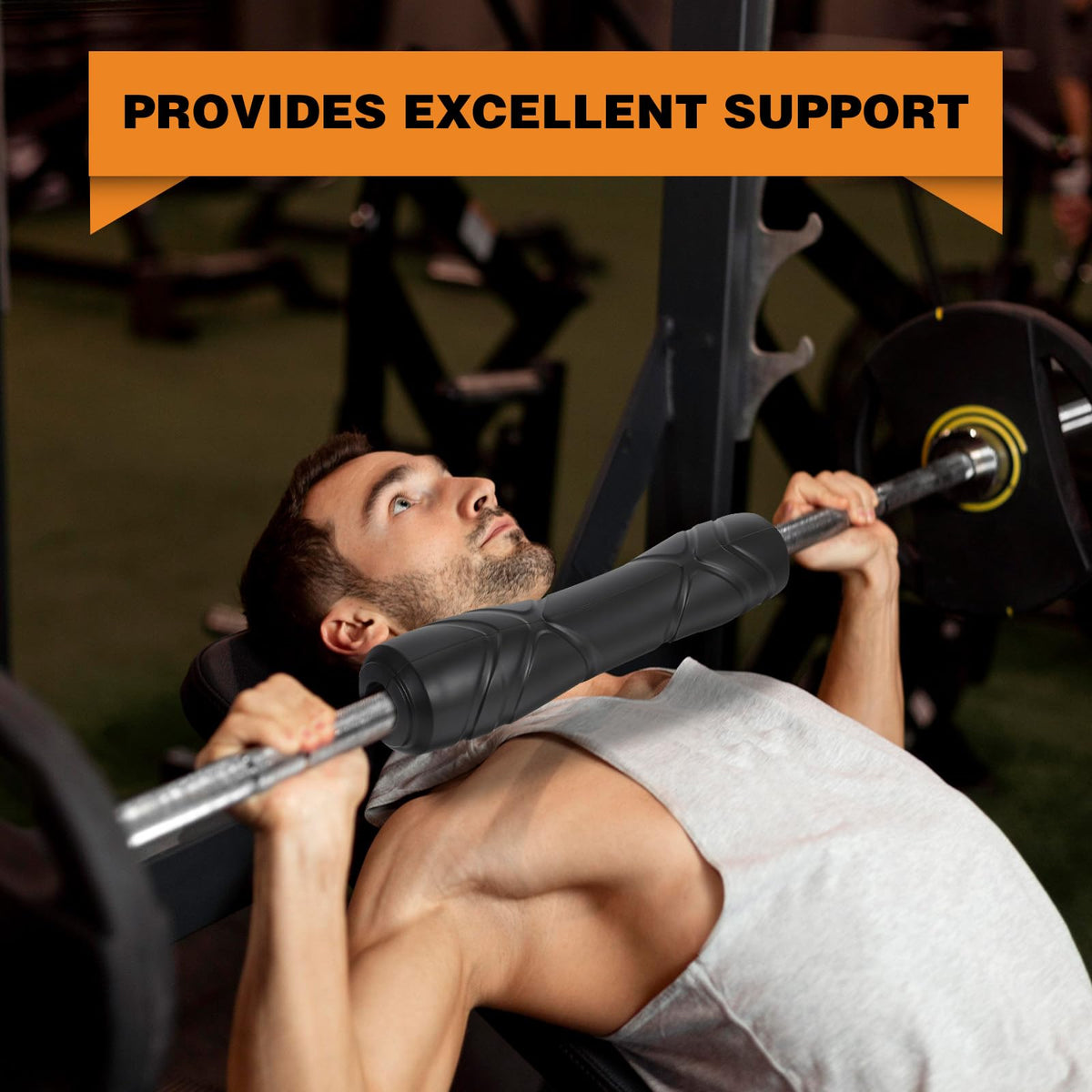 Rubber Barbell Pad, Squat Pad, Hip Thrust Pads, Neck Shoulder Protective Pads For Lunges, Squats And Hip Thrust Fit Standard Bar (Black)