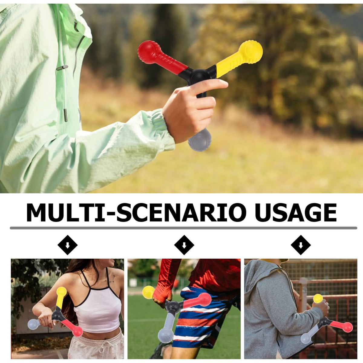Toddmomy Reaction Training Stick - 3-Handle Speed and Reflex Trainer for Hand-Eye Coordination - Soft PU Agility Tool for Baseball, Football, Basketball and Soccer Drills - Improving Cognitive Focus