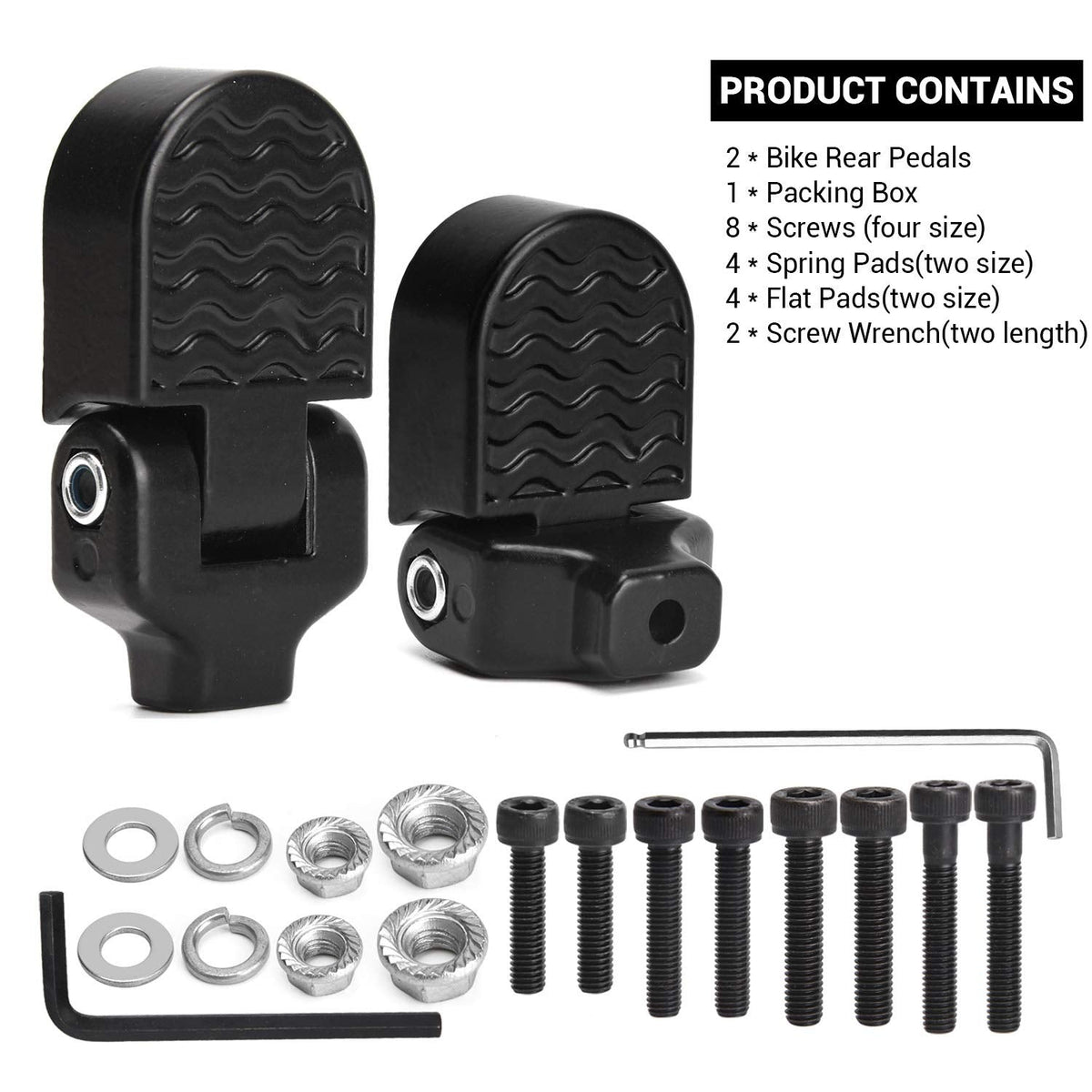 TOBWOLF 1 Pair Mini Bike Rear Pedals, 3.1x1.6 in / 8x4cm Aluminium Alloy Folding Bike Pegs, Non-Slip Bicycle Footrests, Foot Plates Pedals for Folding Mountain Bike, Foldable Bicycle