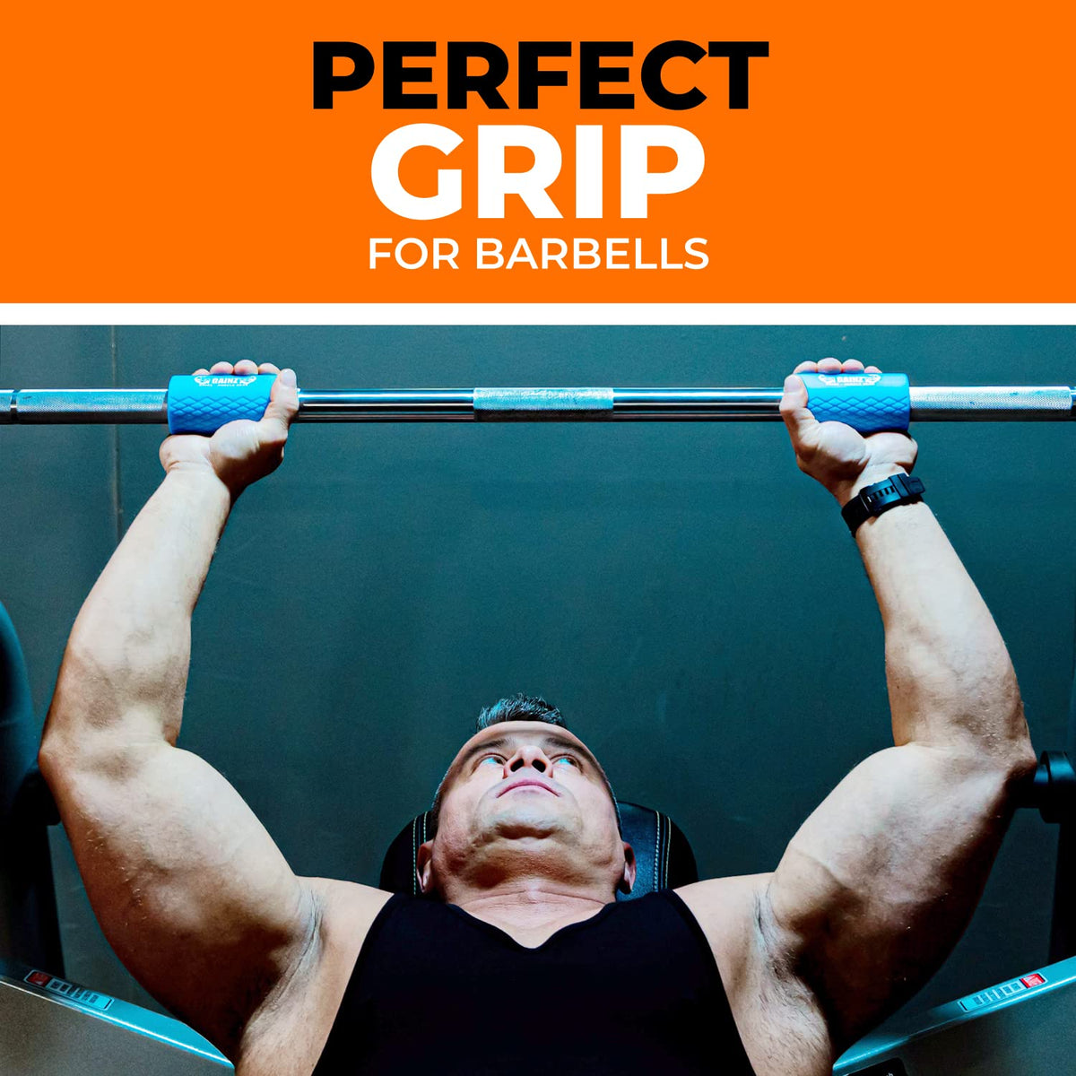 Gainz - Thick Bar Dumbell/Barbell Weight Lifting Adapters - Grow Bigger Biceps - Training, Bodybuilding (Set of 2) (Blue)