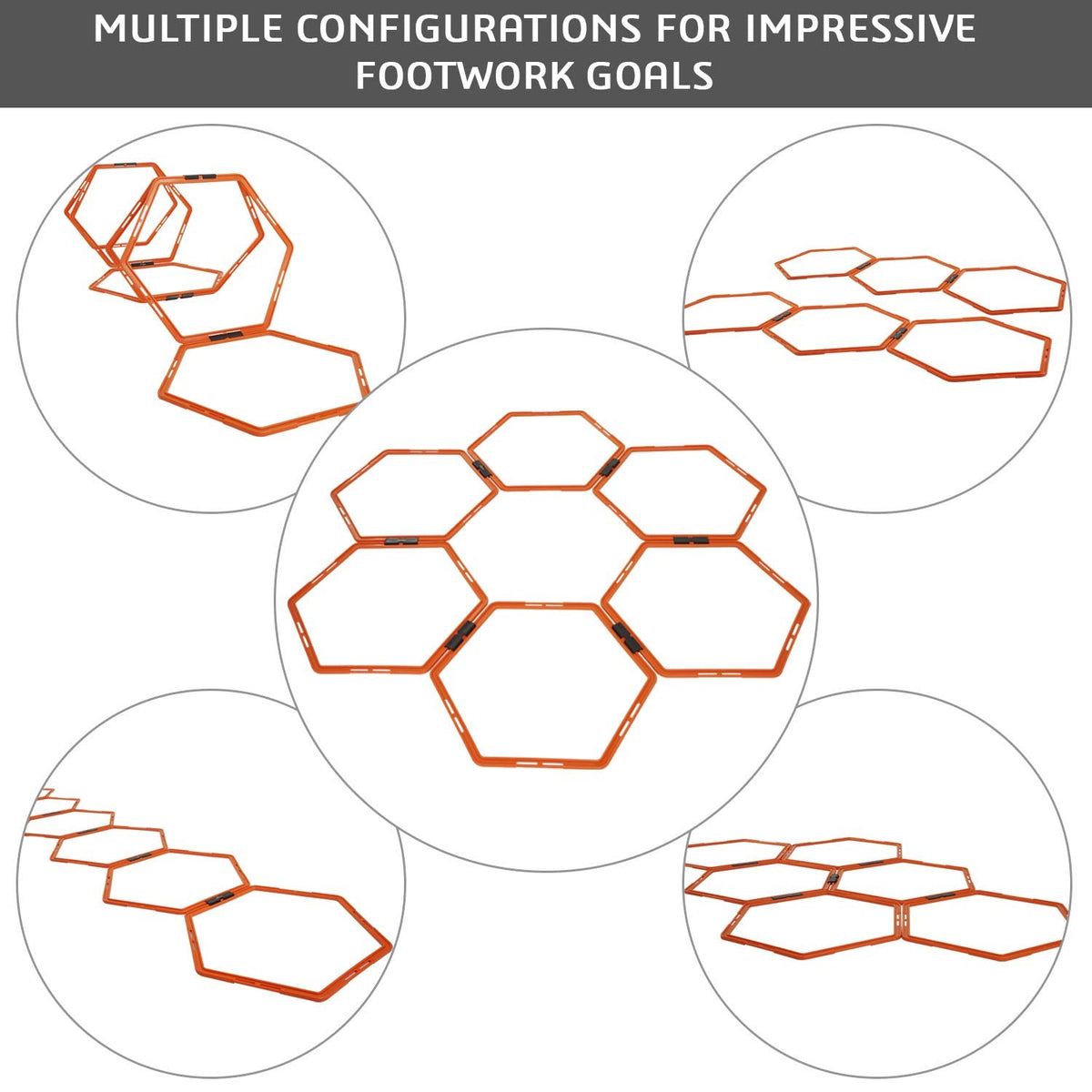 Yes4All Hexagonal Agility Speed Rings with Carrying Bag – Agility Hurdles for Agility Footwork Training (Set of 6 Rings)