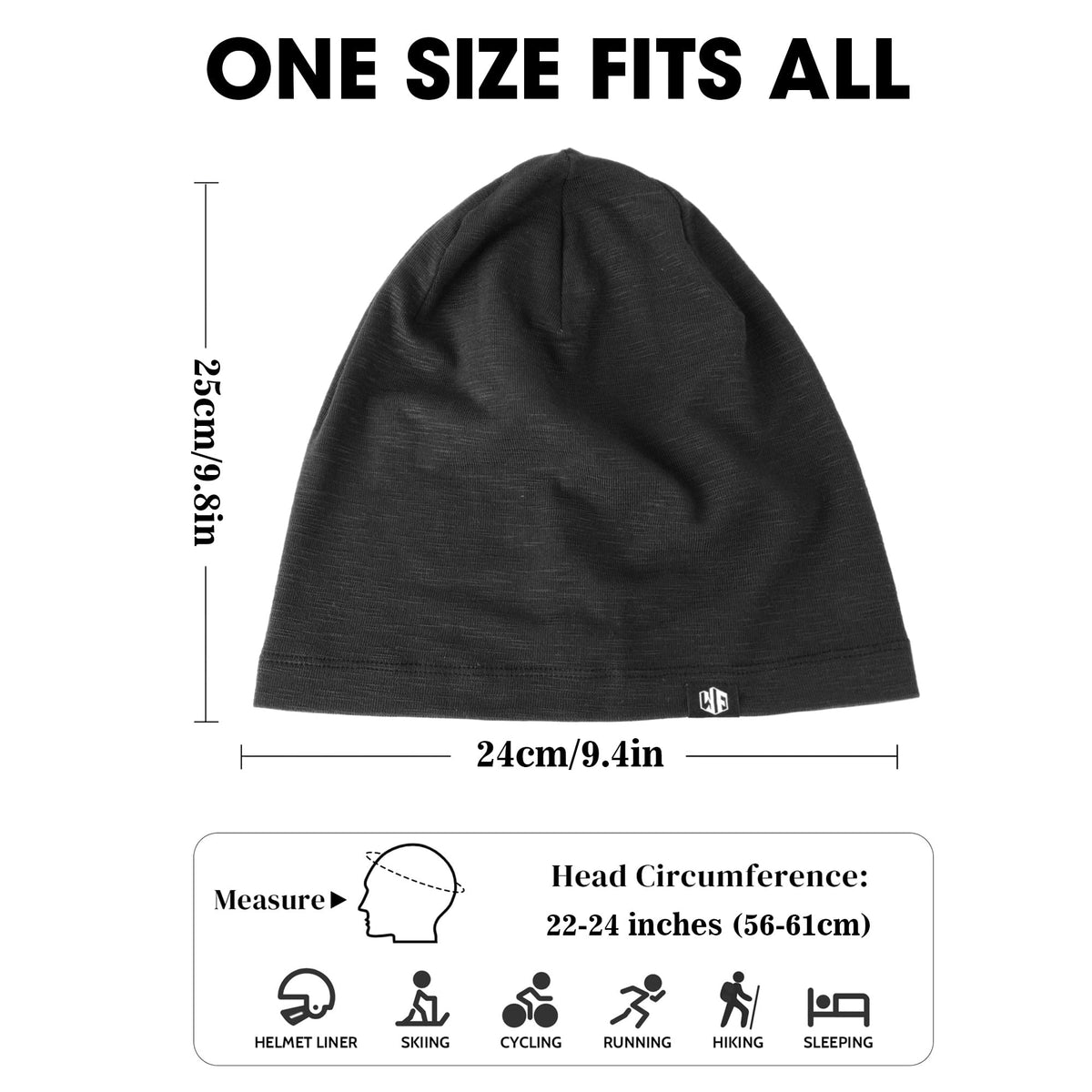 WTACTFUL 3Pack Breathable Skull Cap for Men Women, Soft Slouchy Beanie Hat Chemo Cap Night Sleeping Hat for Cycling Running Riding Hiking Casual Wear Black Gray White