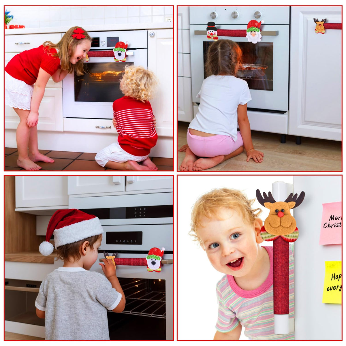 KATUMO Christmas Refrigerator Handle Covers, 8PCS Kitchen Appliance Handle Protectors - Adorable Snowman Design, Fridge & Microwave Oven & Dishwasher Safe