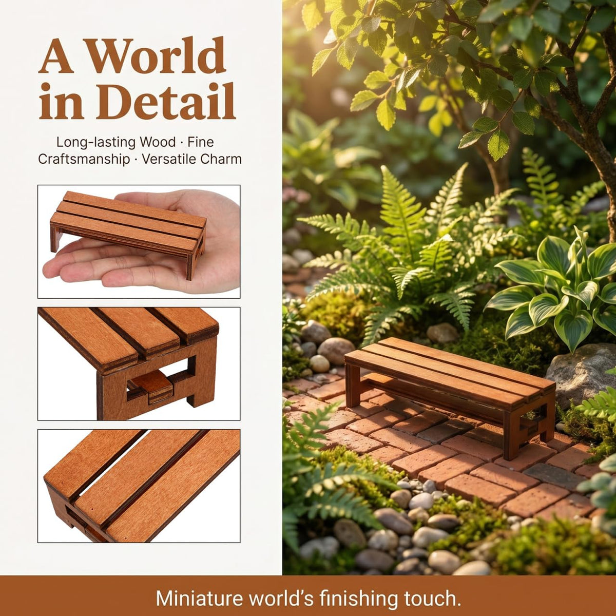 Garneck 3pcs Miniature Wooden Bench Set 1:12 Dollhouse Furniture Bench Mini Simulation Furniture Mini Chair Decor for Fairy Garden and Tabletop Micro Landscape Tiny House Decor