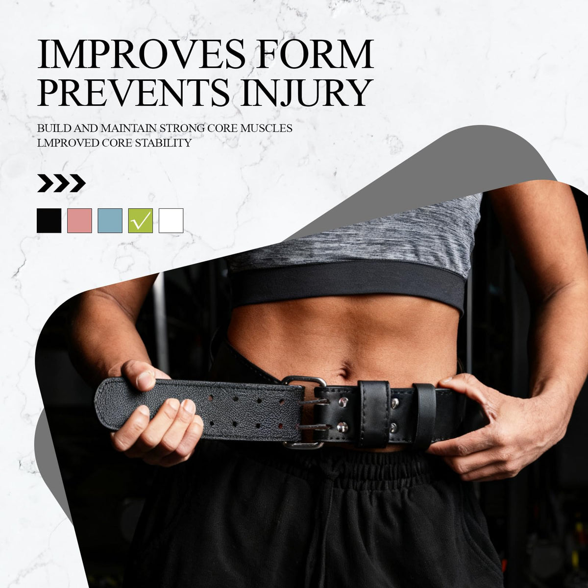 Leather Weightlifting Belt, 10 Adjustable Holes, 4”Width, Double Prong Power Belt for Gym Bodybuilding, weightlifting, powerlifting, squats and deadlifts (Neon Green, XS (23"-27"))