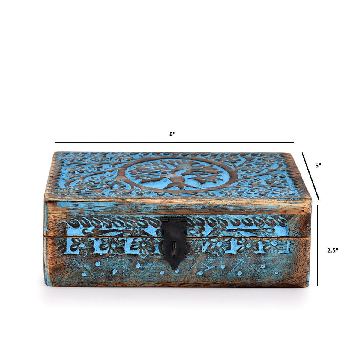 BHAVATU |Wooden Jewelry Box, Tarot Box, Celestial Home Decor, Witch Box, Tree of Life, Trinket Box |Size- 8" x 5" x 2.5",| Decorative Storage Bin
