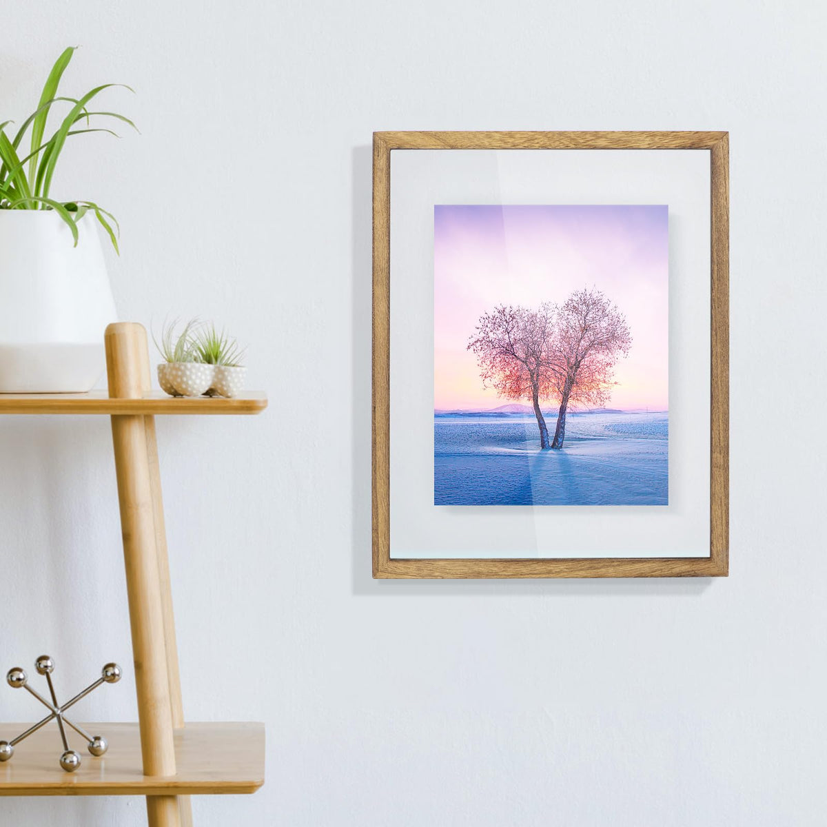 DLQuarts 11x14 Floating Photo Picture Frame, Floating Display for Photos 8x10, 7x9, 5x7, 8.5x11 Certificate, or Full Display for 11x14 Photos, Solid Wood, Double Glass, 2 Pack, Carbonized Brown