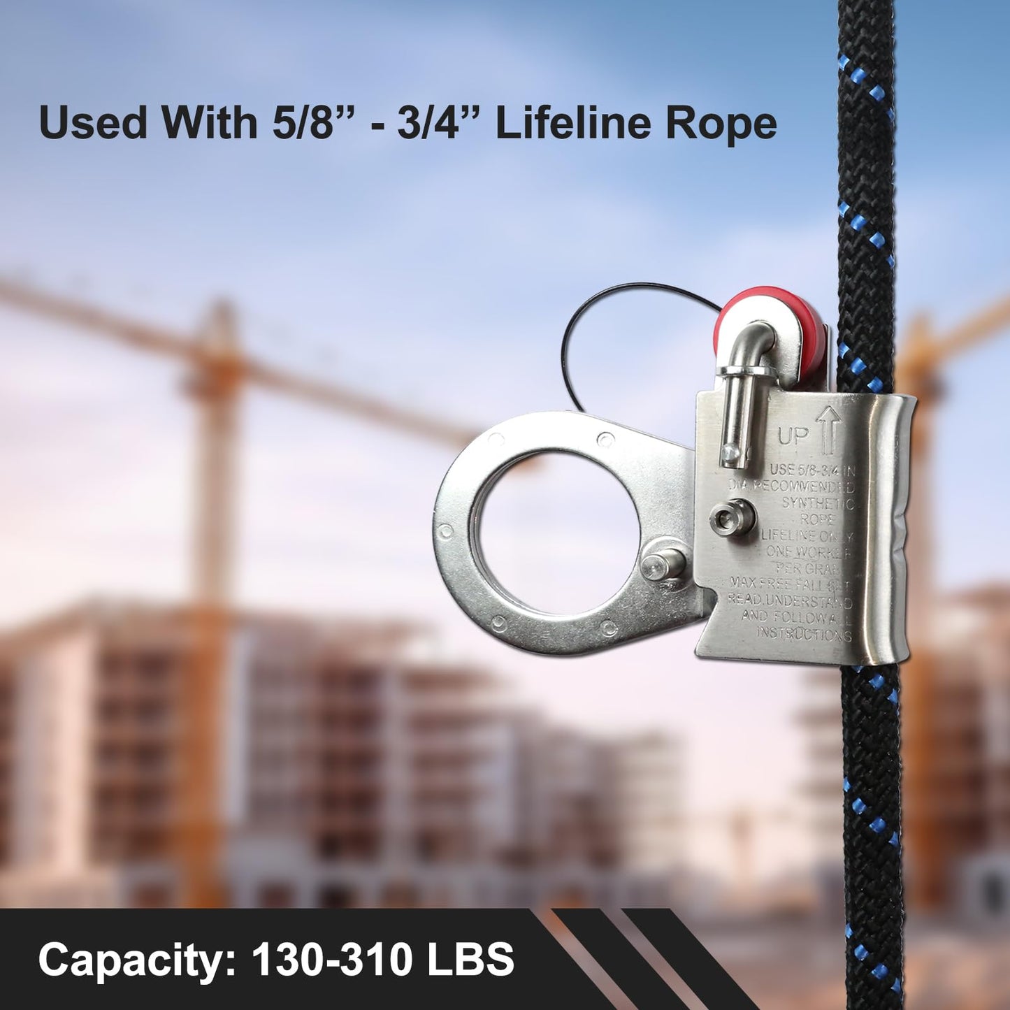 FHFallArrest Fall Protection Automatic Energy Absorbing Rope Grab,Used with 5/8” - 3/4” Lifeline Rope, for Construction,Comply to ANSI/OSHA