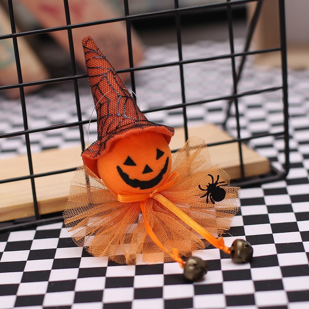 Set of 6 Halloween Hanging Ornaments, Small Wicked Witch Black Cat Pumpkin Ghost Halloween Christmas Tree Decorations Spooky Holiday Home Decor