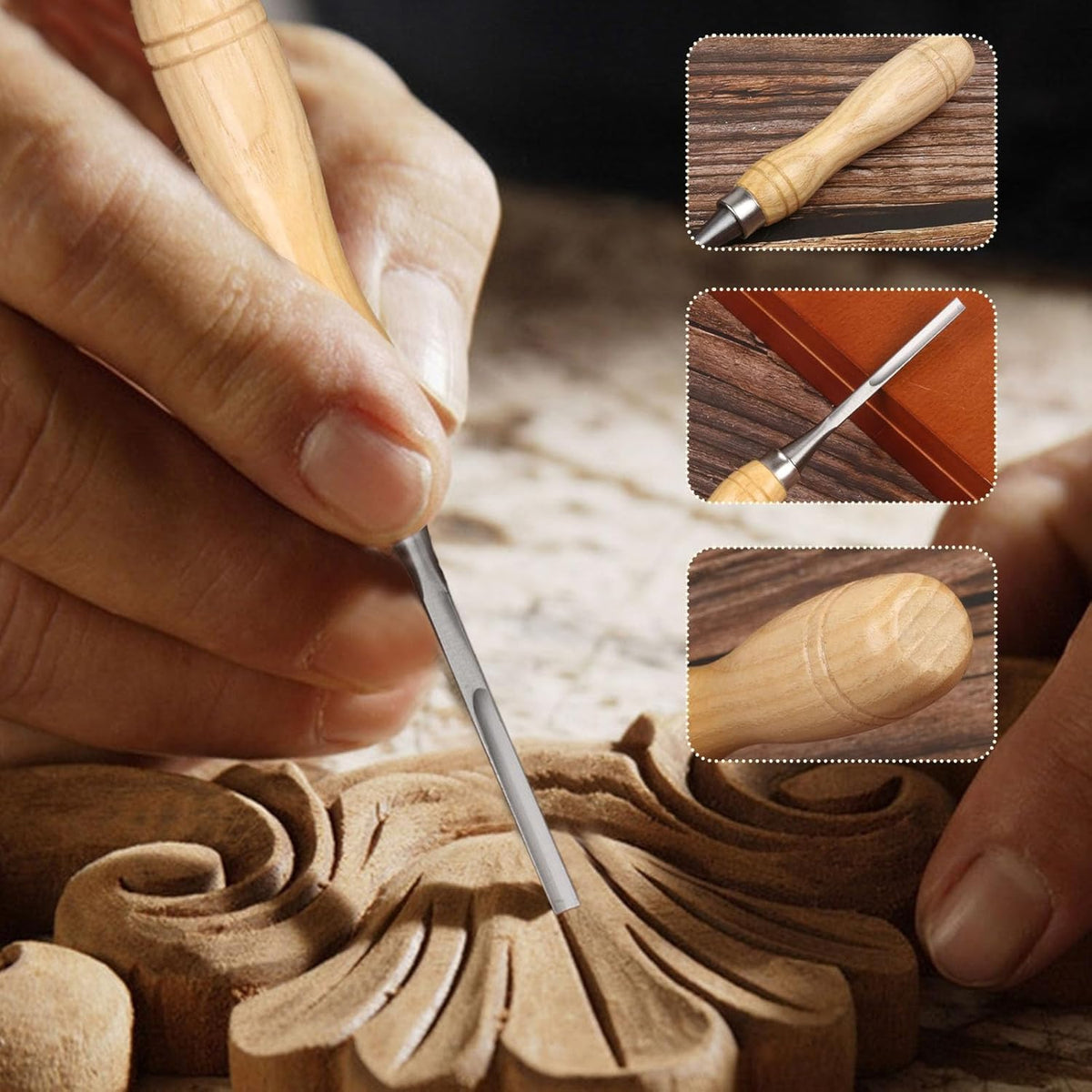 12Pcs Wood Carving Tools Set with 60Cr-V Steel Blades & Premium Wooden Gift Box - Wood Chisel Sets for Woodworking Beginners and Professionals