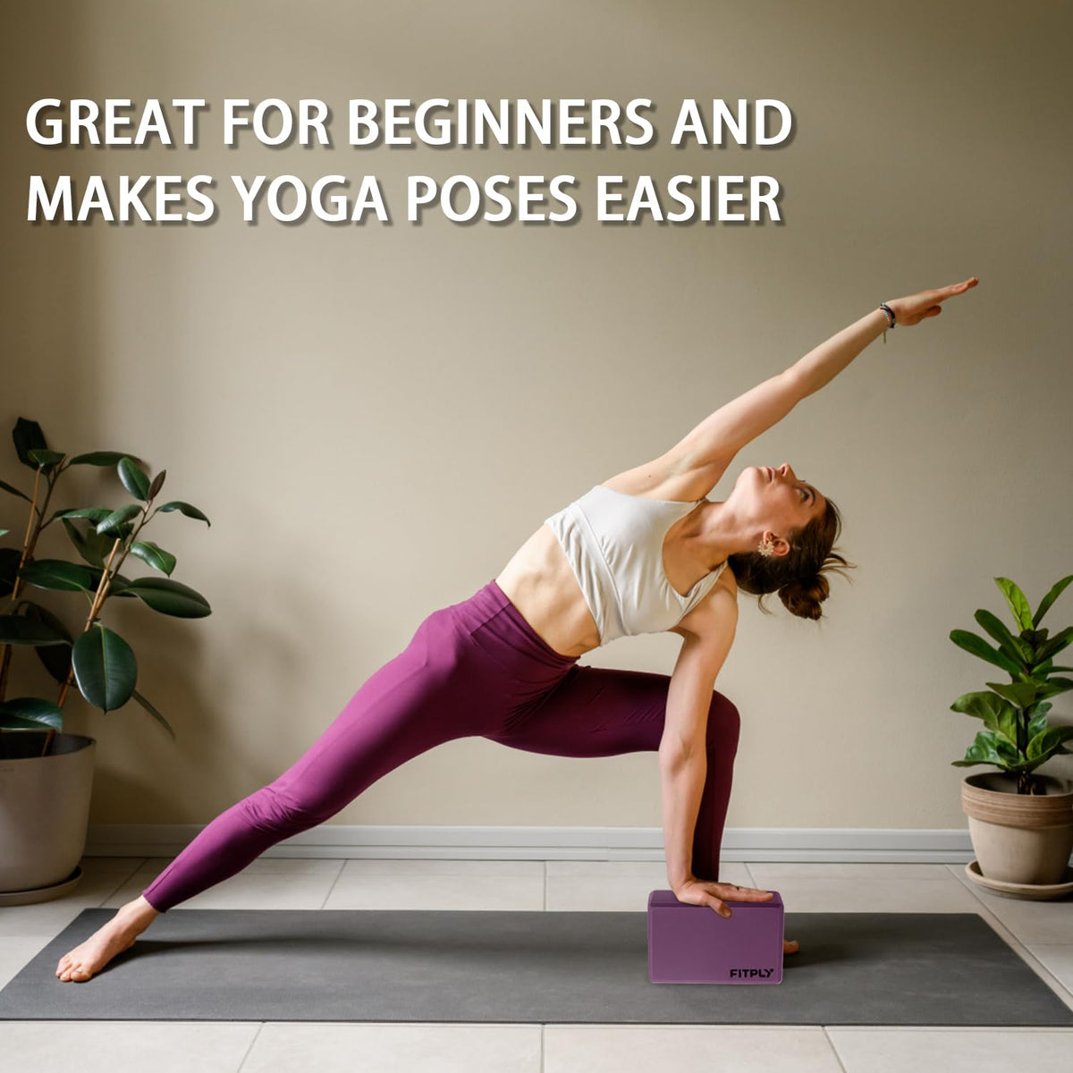 Fitply Yoga Blocks 2 Pack - Non-Slip Yoga Brick & Foam Blocks Yoga Set, High-Density Pilates Block for Stretching, Meditation, and Exercise Blocks Foam, Ideal for Deep Poses
