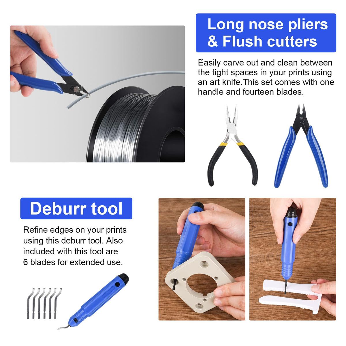 KuanStore 3D Printer Tools Kit, 3D Printing Accessory with 55Pcs Includes Deburring Tool, Caliper, Art Knife Set, Tube Cutter, Storage Bag Suitable for 3D Print Removing, Cleaning