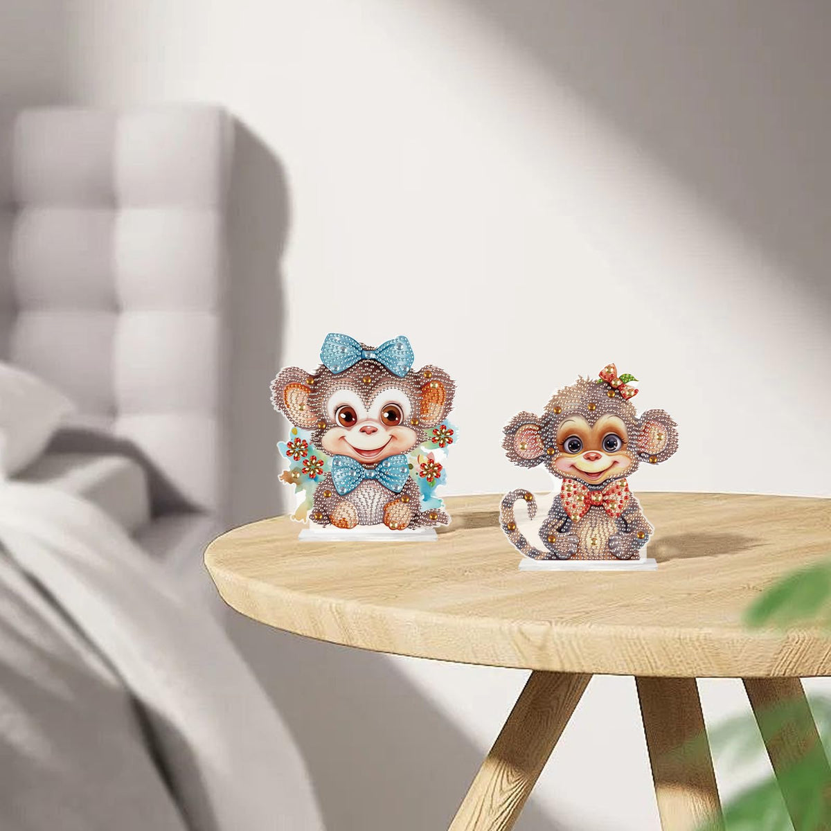 antor 2 Pack Monkey Diamond Painting Tabletop Kit - Cute 5D DIY Diamond Art Tabletop Ornaments, Special Gem Rhinestone Mosaic Craft for Adults, Home Office Décor, Gift for Craft Lovers