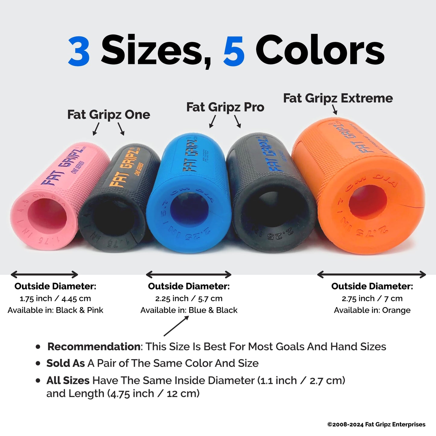 Fat Gripz - Thick Grips - Increased Muscle Fiber Activation - Bigger Arms (4x Men's Health Award Winner)