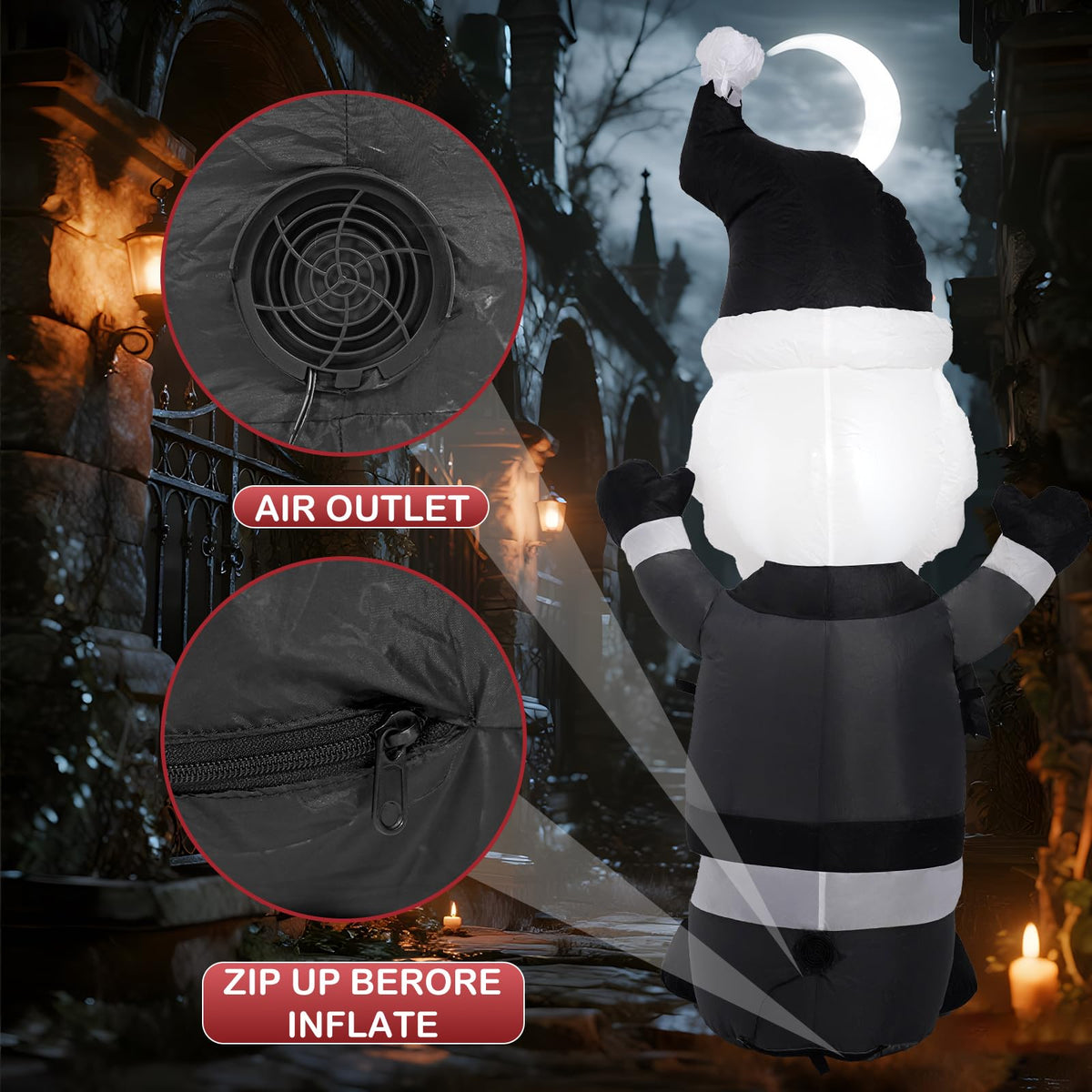 HZGEDJTG 6FT Grey Old Man Outdoor Inflatable Decoration with Built-in LED Lights, Suitable for Holiday Decorations in Yards, Lawns, and Terraces