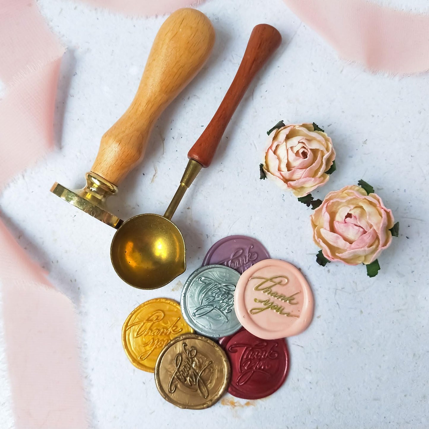 PATIKIL 30mm Blank Wax Seal Stamp, 3 Pack Round Sealing Wax Stamp Vintage Retro Brass Head for Envelope Invitation Cards