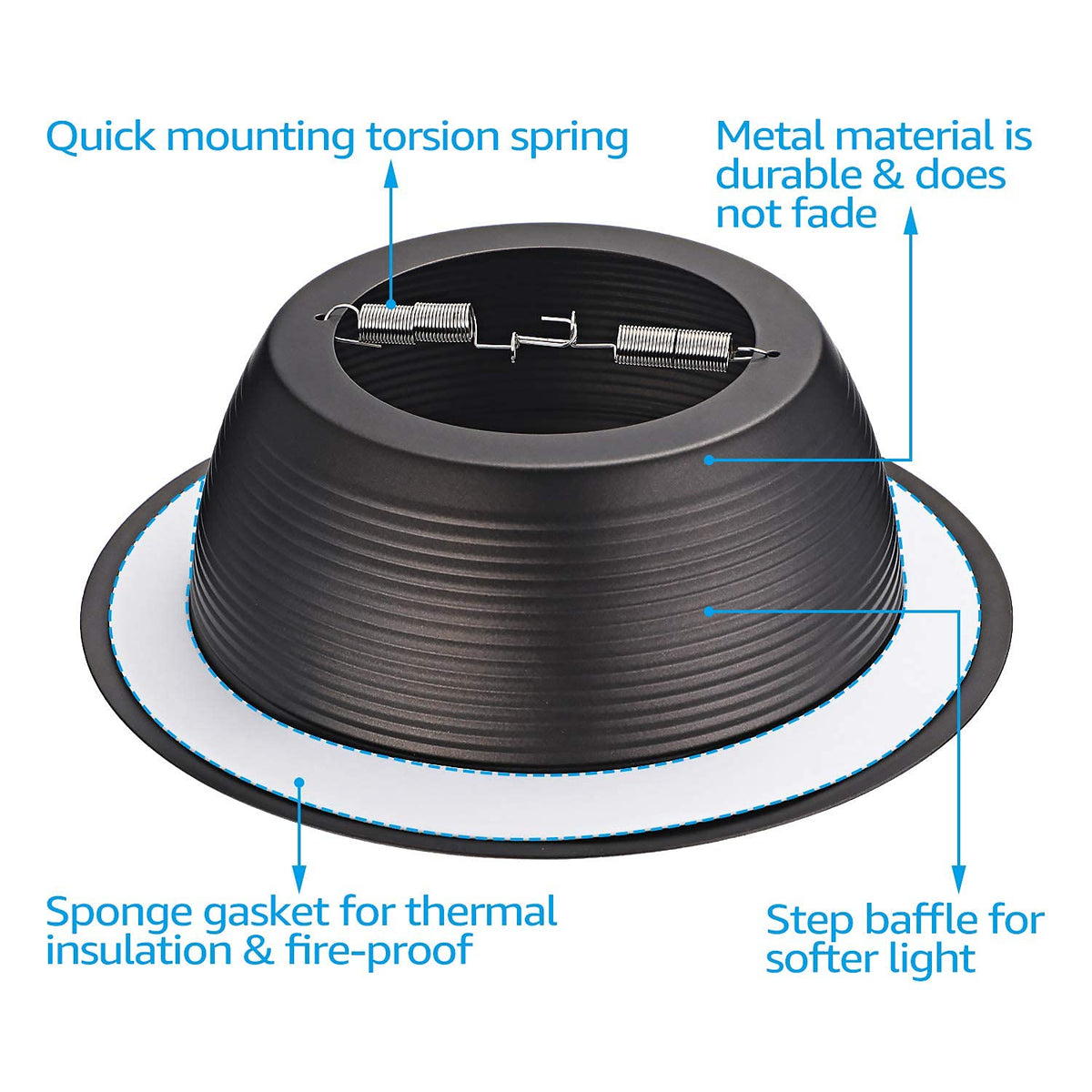 TORCHSTAR 6 Inch Integrated Can Light Trim, Oil Rubbed Bronze, Full Metal, Model 33139, for 6in Cans, Pack of 6