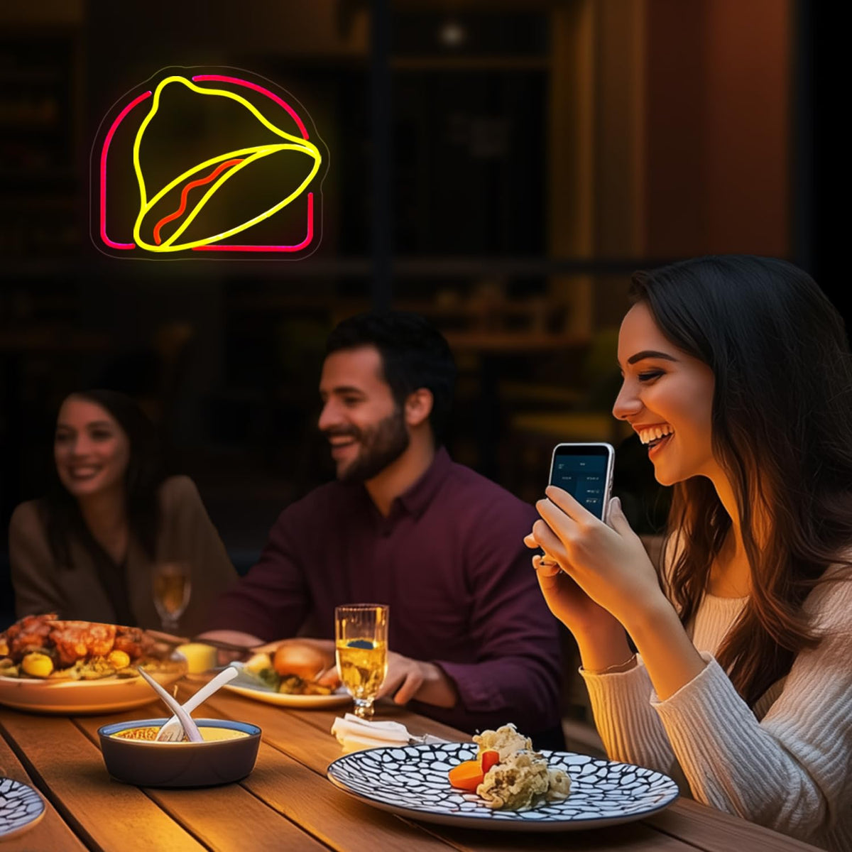 Taco Bell Neon Sign, Taco Bell Merch Gifts,LED Neon Light for Wall Decor, USB Powered for Mexican Restaurant Decor for Tacos Bar Kitchen Pub Christmas Birthday Gifts