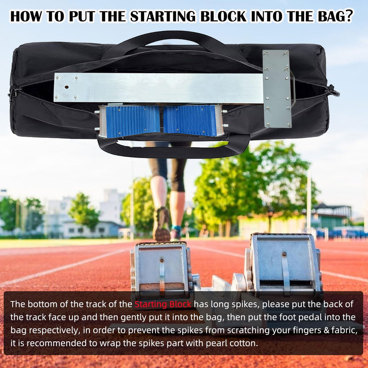 Supvision Starting Block Track Field with Carry Bag Multi-Function Track Starting Blocks for Sprinting 6 Angle Adjustable Aluminum Running Blocks Suitable for Athletics Plastic Runway Cinder Track