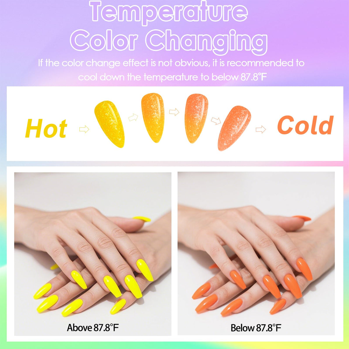 Renfio 6 Colors Thermochromic Pigment Powder,18g/0.63oz Color Changing Powder Temperature Activated at 88℉/31℃,Thermochromic Pigment 3g Each for Epoxy Resin,Slime,Nail,Tumblers,Paint,Fabric,Dye