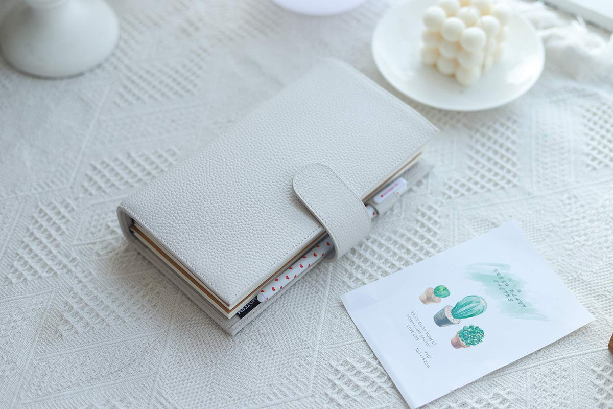 Moterm Companion Traveler's Notebook Cover - Upgraded Design with Back Pocket (Standard Size, Pebble-Cream)