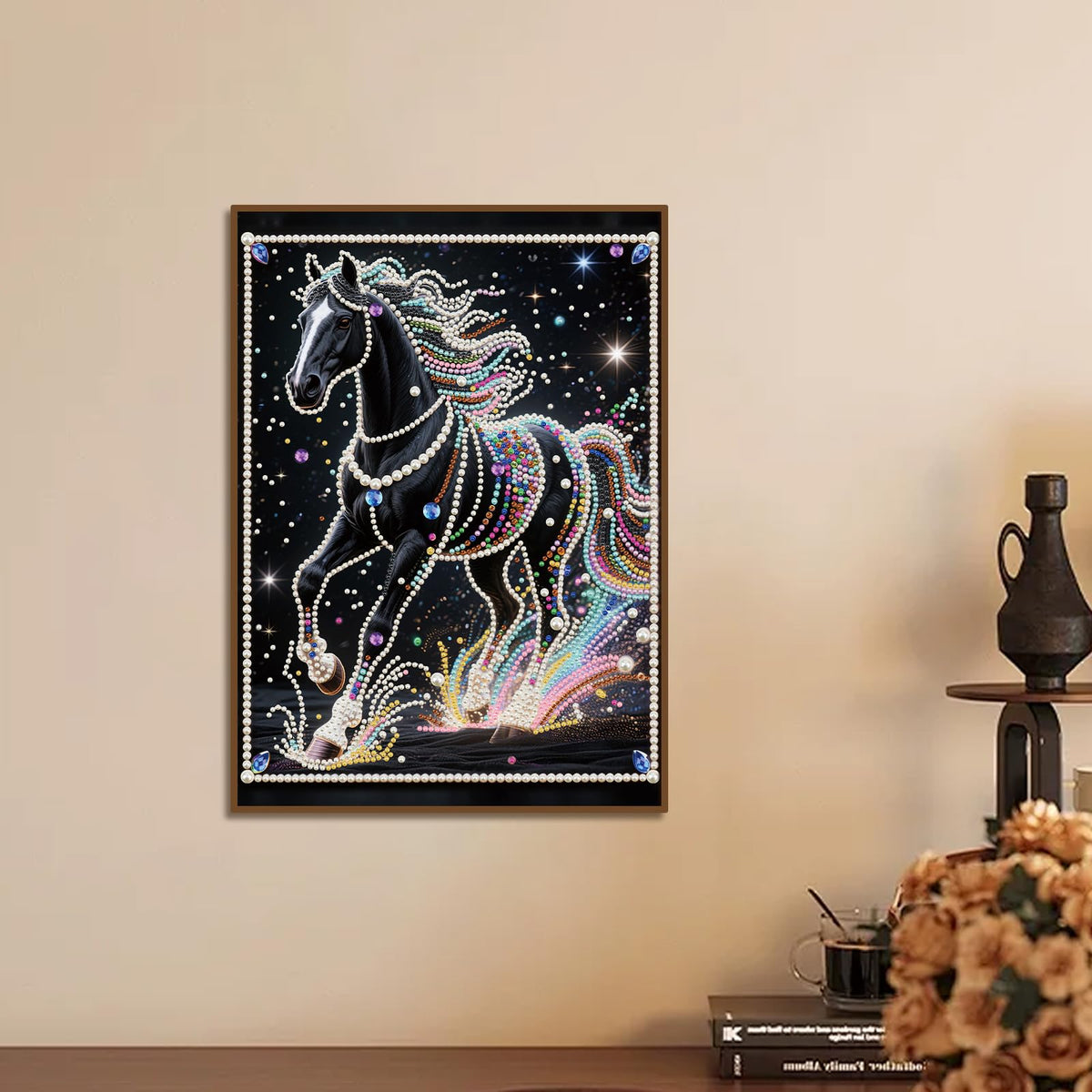 WSLWXSHM Pearl Diamond Painting Kits for Adults Horse, 5D Special Shape Diamond Art Kits for Beginners, Crystal Rhinestones Diamond Painting for Home Wall Decoration Gift 12×16inch/30×40cm Animal