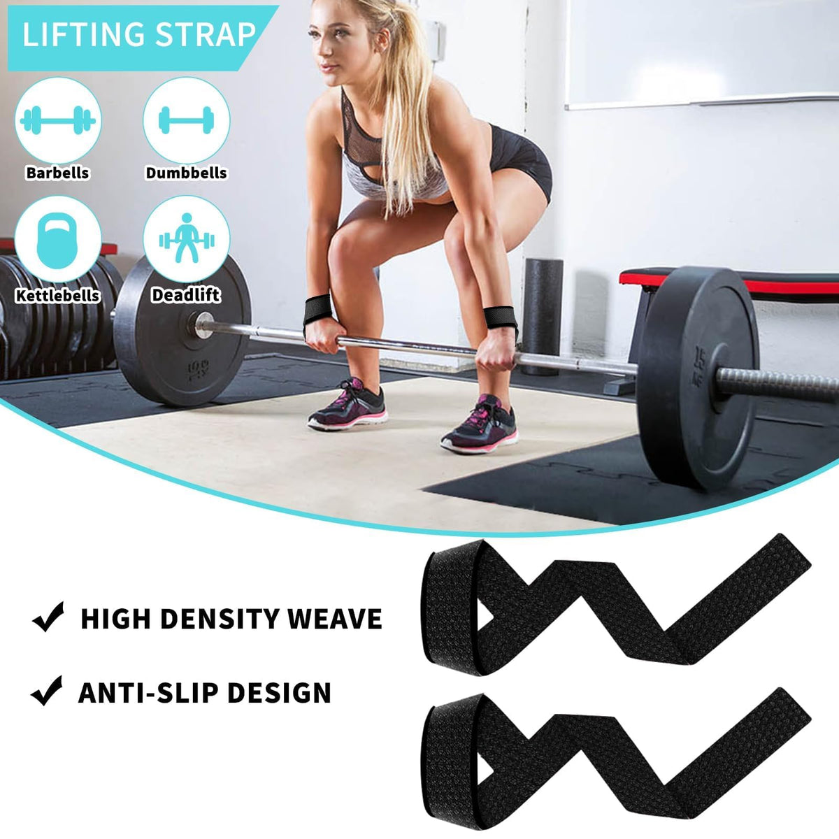 10 PCS Barbell Pad Set for Squat, Hip Thrusts Pad for Squats,Bench Press with Barbell Pad, 2 Gym Ankle Straps,3 Hip Resistance Bands,Lifting Strap,Workout Poster Gym Equipment Accessories(Black)