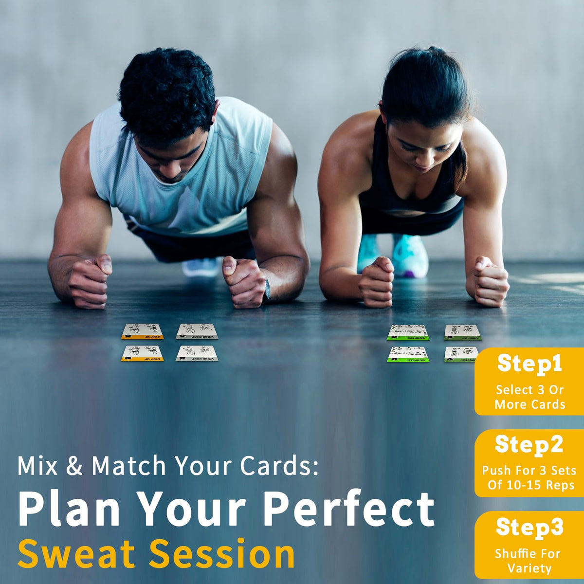 ELAORY Bodyweight & Dumbbell Workout Cards - 100 Large 5"x3.5" Exercise Cards with 24 Strength Moves, Home & Gym Fitness Cards for Men & Women, Beginner Fitness Guide