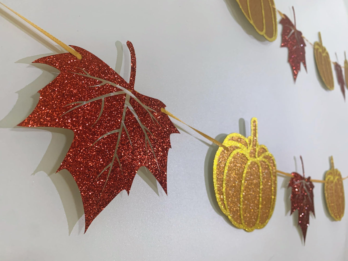 Tinbax Fall Decorations Home Thanksgiving decor - Happy Fall and Blessed Grateful Thankful Banner with Pumpkin Maple Leaves Sign Garland Banner(Pre-Strung)