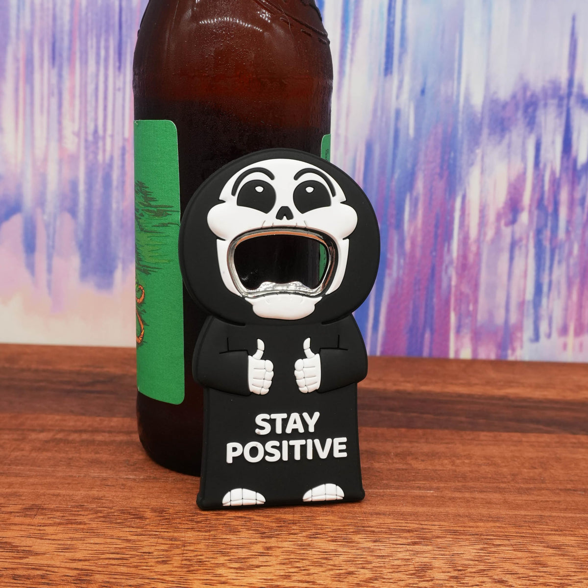 GOOFBALLS Funny Magnetic Bottle Opener – Beer Opener with Hilarious Saying – Strong Magnet for Fridge or Man Cave – Great Gag Gift for Beer Lovers, Dads, or Friends - Stay Positive