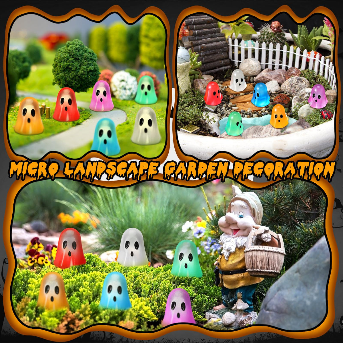 Realspring 90 Pcs Halloween Mini Resin Ghosts Small Ghost Figurines Glow in The Dark Miniatures for Spooky Tiered Tray Decor Home Tabletop Shelf Centerpieces Halloween Party