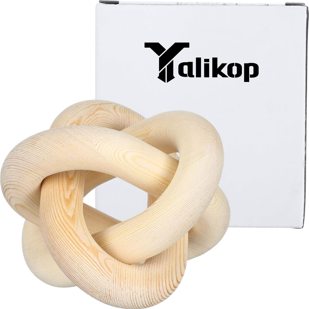 Yalikop 3 Link Wood Knot Decor Rustic Home Décor Accents Hand Carved Coffee Table Decoration, Boho Chain Link Decoration, Modern Shelf, Rustic Objects for Home Living Room Bedroom(Natural)