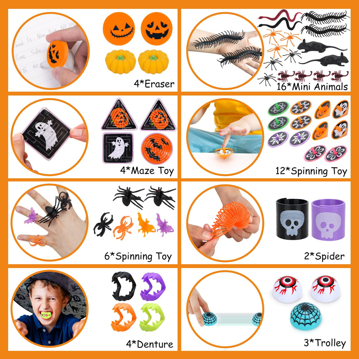 TOY Life Halloween Party Favors for Kids Halloween Toys in Bulk Halloween Prizes for Kids Halloween Pumpkin Buckets Goodie Bags Stuffers Fillers Non Candy Treat for Kid