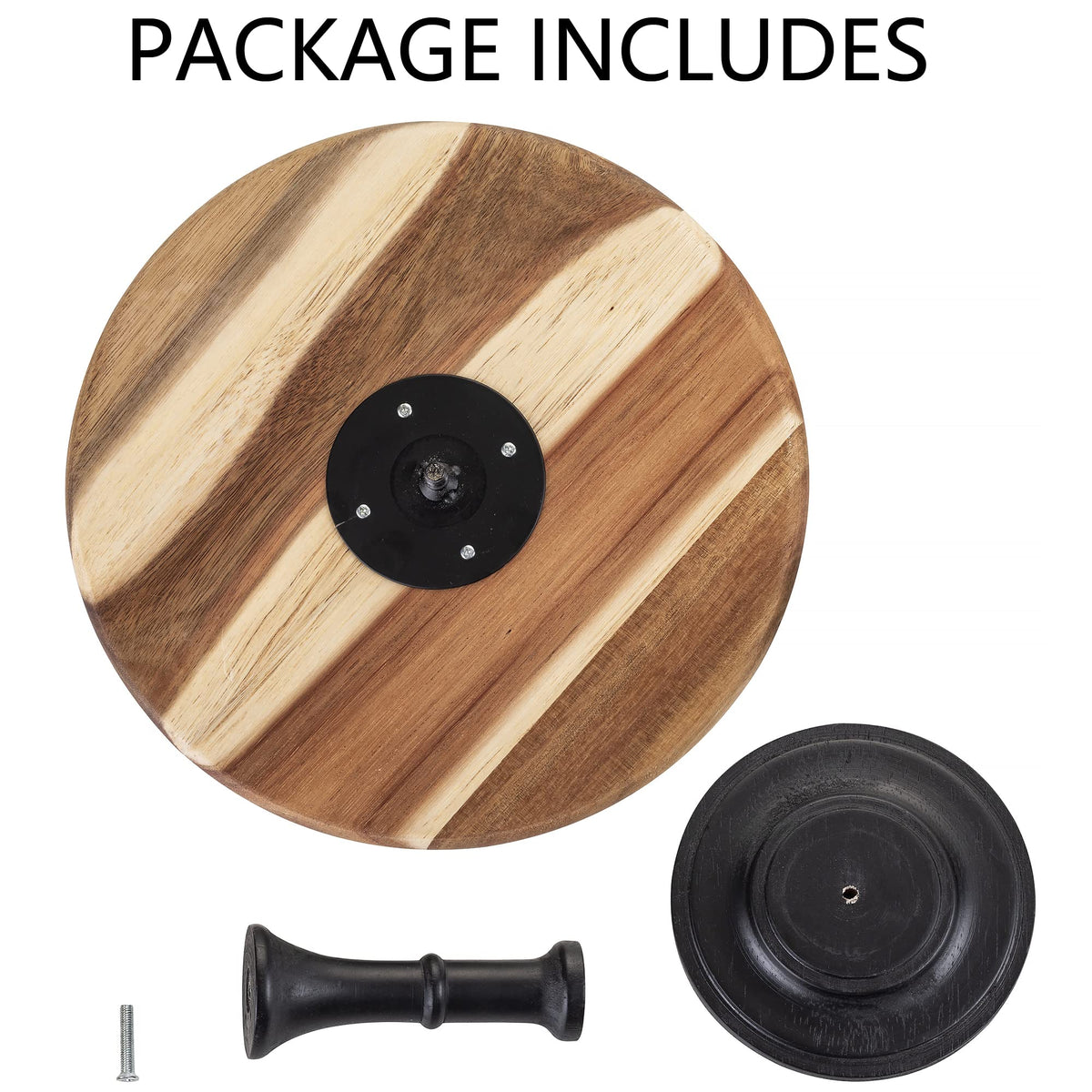 NUPTIO Cake Stand Cupcake Display: Wedding Cup Cake Pedestal Stands Round Acacia Wood Dessert Riser Cookie Serving Tray Vintage Pie Plate Holder Farmhouse Halloween Christmas 11.81 Inch/30cm