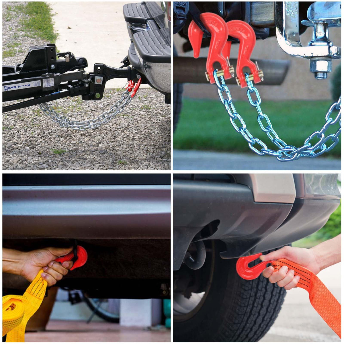 Lechansen 1/2'' G80 Clevis Grab Hook,10 Pack Grade 80 Chain Hooks 1/2 Inch Heavy Duty, 12,000 Lbs Working Load Limit Tow Hooks Transport Chain Hooks for G80 Binder and Chains - Red