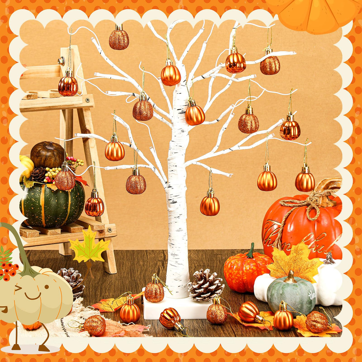 Colingmill 36 Pcs Fall Tree Ornaments Pumpkin Hanging Ornaments Thanksgiving Fall Decorations Mini Pumpkin Ball Decorations Farmhouse for Small Tree Autumn Home Halloween Party(Cute,Pink)