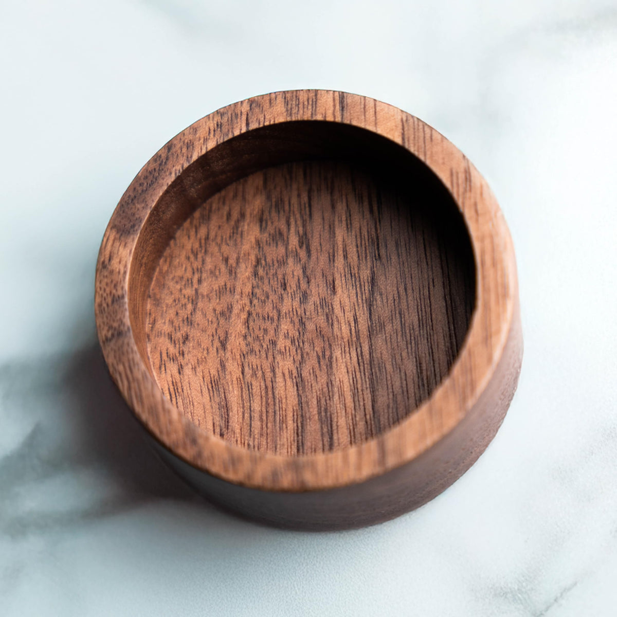 Walnut Wood Ring Tray, Mini Round Hardwood Holder, Micro Jewelry Box Dish